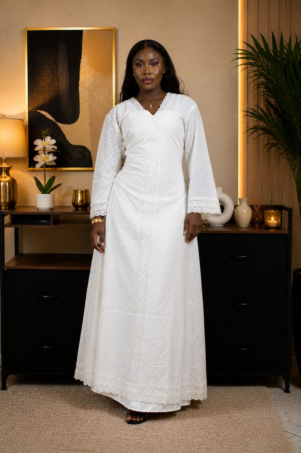 Robe Broderie Ceinturée